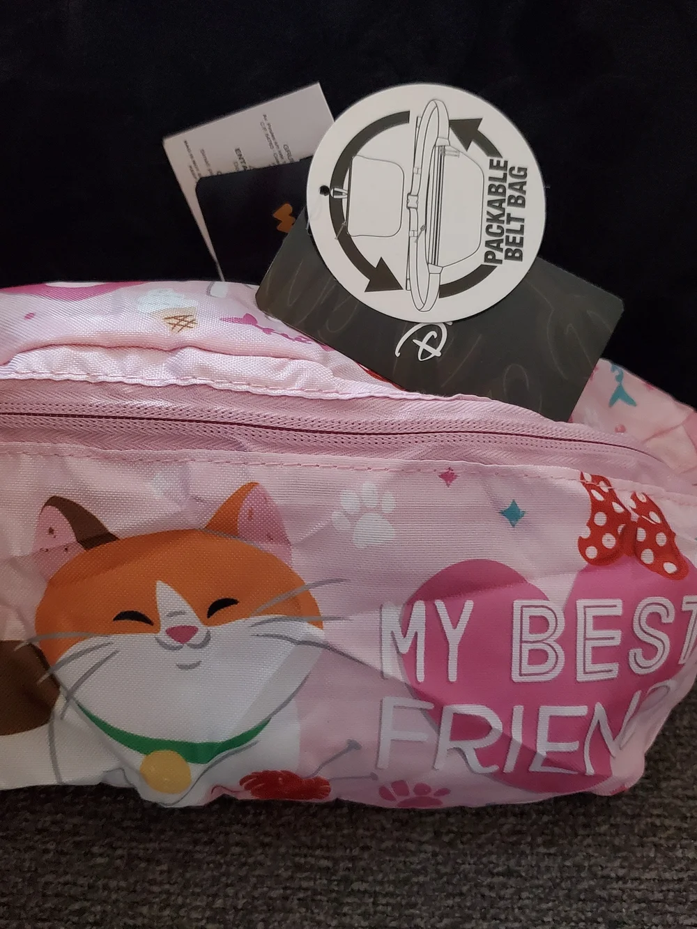 Disney Pink 'My Cat' Convertable Waist/crossbody Bag with Playful Graphics
